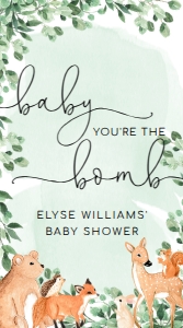 WOD-GRE-6-B1930 - WOODLAND - GREEN - BABY YOU'RE THE BOMB BATH BOMB FAVOUR TAG - 9cm x 5cm: WOD-GRE-6-B1930 - WOODLAND - GREEN - BABY YOU'RE THE BOMB BATH BOMB FAVOUR TAG
