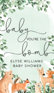 WOD-GRE-6-B1930 - WOODLAND - GREEN - BABY YOU'RE THE BOMB BATH BOMB FAVOUR TAG - 1.75" x 3": WOD-GRE-6-B1930 - WOODLAND - GREEN - BABY YOU'RE THE BOMB BATH BOMB FAVOUR TAG