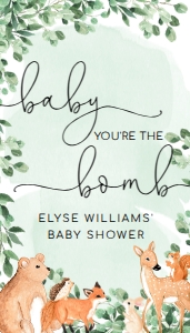 WOD-GRE-6-B1930 - WOODLAND - GREEN - BABY YOU'RE THE BOMB BATH BOMB FAVOUR TAG - 2" x 3": WOD-GRE-6-B1930 - WOODLAND - GREEN - BABY YOU'RE THE BOMB BATH BOMB FAVOUR TAG