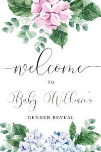 FER-PNB-3-B1934 - FERRAS BLOSSOM - PINK BLUE - WELCOME SIGN - 24" x 36": FER-PNB-3-B1934 - FERRAS BLOSSOM - PINK BLUE - WELCOME SIGN