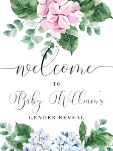 FER-PNB-3-B1934 - FERRAS BLOSSOM - PINK BLUE - WELCOME SIGN - 18" x 24": FER-PNB-3-B1934 - FERRAS BLOSSOM - PINK BLUE - WELCOME SIGN