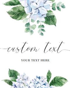 FER-BLU-7-B1938 - FERRAS BLOSSOM - BLUE - CUSTOM TEXT SIGN - 8" x 10": FER-BLU-7-B1938 - FERRAS BLOSSOM - BLUE - CUSTOM TEXT SIGN
