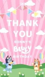 BLU-PNK-6-B1539 - BLUEY - PINK - FAVOUR TAGS - 1.75" x 3": BLU-PNK-6-B1539 - BLUEY - PINK - FAVOUR TAGS
