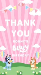 BLU-PNK-6-B1539 - BLUEY - PINK - FAVOUR TAGS - 5cm x 9cm: BLU-PNK-6-B1539 - BLUEY - PINK - FAVOUR TAGS