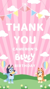 BLU-PNK-6-B1539 - BLUEY - PINK - FAVOUR TAGS - 8cm x 4.5cm: BLU-PNK-6-B1539 - BLUEY - PINK - FAVOUR TAGS