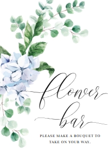 FER-BLU-7-B1946 - FERRAS BLOSSOM -  BLUE - FLOWER BAR SIGN - A4: FER-BLU-7-B1946 - FERRAS BLOSSOM - BLUE - FLOWER BAR SIGN