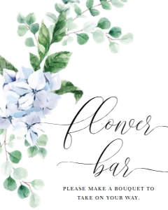 FER-BLU-7-B1946 - FERRAS BLOSSOM -  BLUE - FLOWER BAR SIGN - 8" x 10": FER-BLU-7-B1946 - FERRAS BLOSSOM - BLUE - FLOWER BAR SIGN