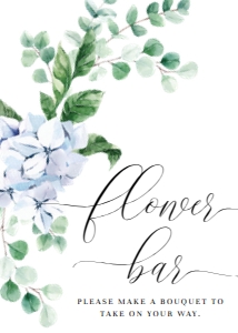 FER-BLU-7-B1946 - FERRAS BLOSSOM -  BLUE - FLOWER BAR SIGN - 5" x 7": FER-BLU-7-B1946 - FERRAS BLOSSOM - BLUE - FLOWER BAR SIGN