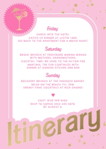 BAR-PNK-2-B1948 - BARBIE BOX - PINK GOLD - WEEKEND ITINERARY - 5" x 7": BAR-PNK-2-B1948 - BARBIE BOX - PINK GOLD - WEEKEND ITINERARY