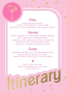 BAR-PNK-2-B1948 - BARBIE BOX - PINK GOLD - WEEKEND ITINERARY - A6: BAR-PNK-2-B1948 - BARBIE BOX - PINK GOLD - WEEKEND ITINERARY