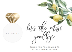 TUL-WHT-6-B1950 - TUSCAN LEMONS - WHITE - KISS THE MISS LIP BALM FAVOUR CARD - 5.5" x 4": TUL-WHT-6-B1950 - TUSCAN LEMONS - WHITE - KISS THE MISS LIP BALM FAVOUR CARD