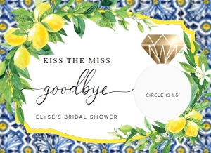 POS-BLY-6-B1951 - POSITANO BLUE TILE - LEMONS - KISS THE MISS LIP BALM FAVOUR TAG - 5.5" x 4": POS-BLY-6-B1951 - POSITANO BLUE TILE - LEMONS - KISS THE MISS LIP BALM FAVOUR TAG