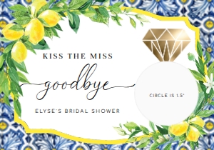 POS-BLY-6-B1951 - POSITANO BLUE TILE - LEMONS - KISS THE MISS LIP BALM FAVOUR TAG - 3.5" x 5": POS-BLY-6-B1951 - POSITANO BLUE TILE - LEMONS - KISS THE MISS LIP BALM FAVOUR TAG