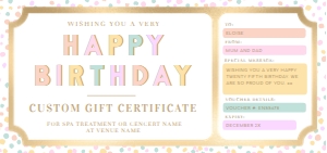 DOT-PMT-14-B3329 - DOT - PASTEL MULTI - BIRTHDAY GIFT CERTIFICATE - DL: DOT-PMT-14-B3329 - DOT - PASTEL MULTI - BIRTHDAY GIFT CERTIFICATE