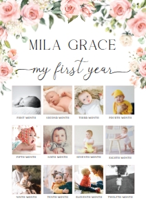 DAR-PNK-7-B1963 - DARCY FLORAL - PINK - PHOTO TIMELINE SIGN - A1: DAR-PNK-7-B1963 - DARCY FLORAL - PINK - PHOTO TIMELINE SIGN