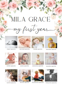 DAR-PNK-7-B1963 - DARCY FLORAL - PINK - PHOTO TIMELINE SIGN - A2: DAR-PNK-7-B1963 - DARCY FLORAL - PINK - PHOTO TIMELINE SIGN