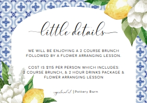 MED-BLU-2-B1966 - THE MED - LEMONS - DETAILS CARD - ARCH - 3.5" x 5": MED-BLU-1-B1968 - THE MED - LEMONS - BRIDAL SHOWER INVITATION SUITE - ARCH