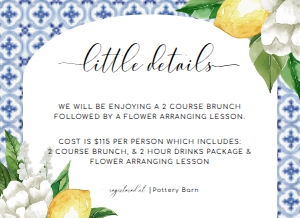 MED-BLU-2-B1966 - THE MED - LEMONS - DETAILS CARD - ARCH - 5.5" x 4": MED-BLU-1-B1968 - THE MED - LEMONS - BRIDAL SHOWER INVITATION SUITE - ARCH