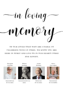 LEY-WHT-7-B1973 - LEYTON SCRIPT - WHITE - IN LOVING MEMORY PHOTO SIGN - PORTRAIT - A4: LEY-WHT-7-B1973 - LEYTON SCRIPT - WHITE - IN LOVING MEMORY PHOTO SIGN