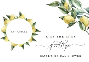 TUL-WHT-6-B1950 - TUSCAN LEMONS - WHITE - KISS THE MISS LIP BALM FAVOUR CARD - 3.5" x 5": TUL-WHT-6-B1950 - TUSCAN LEMONS - WHITE - KISS THE MISS LIP BALM FAVOUR CARD