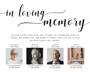 LEY-WHT-7-B1973 - LEYTON SCRIPT - WHITE - IN LOVING MEMORY PHOTO SIGN - LANDSCAPE - 8" x 10": LEY-WHT-7-B1973 - LEYTON SCRIPT - WHITE - IN LOVING MEMORY PHOTO SIGN