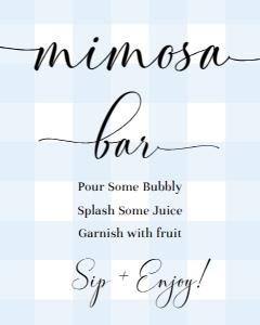 GIN-BLU-7-B1975 - GINGHAM - BLUE - MIMOSA BAR SIGN - 8" x 10": GIN-BLU-7-B1975 - GINGHAM - BLUE - MIMOSA BAR SIGN