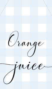 GIN-BLU-6-B574 - GINGHAM - BLUE- MIMOSA JUICE TAGS - 1.75" x 3": GIN-BLU-7-B1975 - GINGHAM - BLUE - MIMOSA BAR SIGN