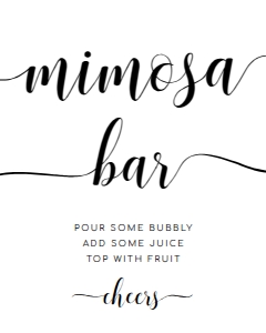 LEY-WHT-7-B1976 - LEYTON SCRIPT - WHITE - MIMOSA BAR SIGN - PORTRAIT - 8" x 10": LEY-WHT-7-B1976 - LEYTON SCRIPT - WHITE - MIMOSA BAR SIGN