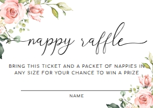DAR-PNK-10-B207 - DARCY FLORAL - PINK - NAPPY RAFFLE CARDS - A7: DAR-PNK-7-B208 - DARCY FLORAL - PINK - DIAPER RAFFLE SIGN AND TICKET BUNDLE