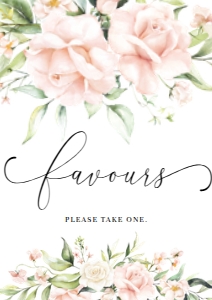 PEM-PNK-7-B1984 - PEMBERLEY  FLORAL - PINK - FAVOURS SIGN - A4: PEM-PNK-7-B1984 - PEMBERLEY FLORAL - PINK - FAVOURS SIGN