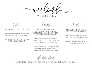 LUC-WHT-2-B484 - LUCAS SCRIPT - WHITE - WEEKEND ITINERARY - LANDSCAPE - 5" x 7": LUC-WHT-2-B484 - LUCAS SCRIPT - WHITE - WEEKEND ITINERARY - LANDSCAPE