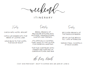LUC-WHT-2-B484 - LUCAS SCRIPT - WHITE - WEEKEND ITINERARY - LANDSCAPE - 8" x 10": LUC-WHT-2-B484 - LUCAS SCRIPT - WHITE - WEEKEND ITINERARY - LANDSCAPE