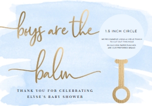WAT-BLU-6-B2057 - WATERCOLOUR BLUE - GOLD - BOYS ARE THE BALM LIP BALM FAVOUR CARD - 3.5" x 5": WAT-BLU-6-B2057 - WATERCOLOUR BLUE - GOLD - BOYS ARE THE BALM LIP BALM FAVOUR CARD