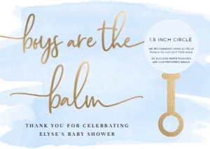 WAT-BLU-6-B2057 - WATERCOLOUR BLUE - GOLD - BOYS ARE THE BALM LIP BALM FAVOUR CARD - A6: WAT-BLU-6-B2057 - WATERCOLOUR BLUE - GOLD - BOYS ARE THE BALM LIP BALM FAVOUR CARD