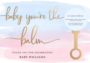 WAT-PNB-6-B2058 - WATERCOLOUR PINK BLUE - GOLD - BABY YOU'RE THE BALM LIP BALM FAVOUR CARD - A6: WAT-PNB-6-B2058 - WATERCOLOUR PINK BLUE - GOLD - BABY YOU'RE THE BALM LIP BALM FAVOUR CARD
