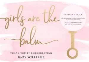 WAT-PNK-6-B2059 - WATERCOLOUR PINK - GOLD - GIRLS ARE THE BALM LIP BALM FAVOUR CARD - 3.5" x 5": WAT-PNK-6-B2059 - WATERCOLOUR PINK - GOLD - GIRLS ARE THE BALM LIP BALM FAVOUR CARD