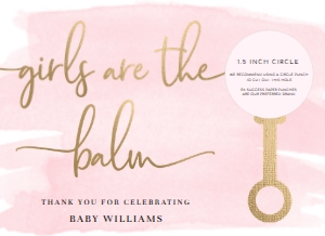 WAT-PNK-6-B2059 - WATERCOLOUR PINK - GOLD - GIRLS ARE THE BALM LIP BALM FAVOUR CARD - 5.5" x 4": WAT-PNK-6-B2059 - WATERCOLOUR PINK - GOLD - GIRLS ARE THE BALM LIP BALM FAVOUR CARD