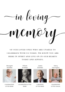 LEY-WHT-7-B1973 - LEYTON SCRIPT - WHITE - IN LOVING MEMORY PHOTO SIGN - PORTRAIT - 5" x 7": LEY-WHT-7-B1973 - LEYTON SCRIPT - WHITE - IN LOVING MEMORY PHOTO SIGN