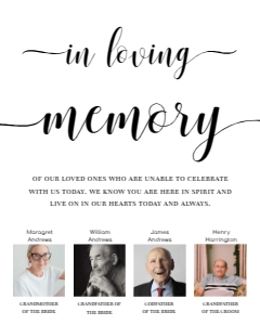LEY-WHT-7-B1973 - LEYTON SCRIPT - WHITE - IN LOVING MEMORY PHOTO SIGN - PORTRAIT - 8" x 10": LEY-WHT-7-B1973 - LEYTON SCRIPT - WHITE - IN LOVING MEMORY PHOTO SIGN