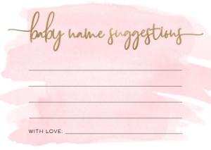 WAT-PNK-10-B1886 - WATERCOLOUR PINK - GOLD - NAME SUGGESTION CARD - A6: WAT-PNK-7-B1887 - WATERCOLOUR PINK - GOLD - NAME SUGGESTION SIGN AND CARD