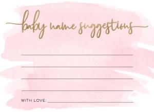 WAT-PNK-10-B1886 - WATERCOLOUR PINK - GOLD - NAME SUGGESTION CARD - 5.5" x 4": WAT-PNK-7-B1887 - WATERCOLOUR PINK - GOLD - NAME SUGGESTION SIGN AND CARD