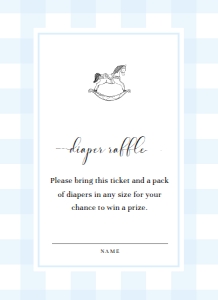 GIN-BLU-2-B2066 - GINGHAM - BLUE ROCKING HORSE - RAFFLE TICKET - 5.5" x 4": GIN-BLU-1-B1646 - GINGHAM - BLUE - ROCKING HORSE BABY SHOWER INVITATION SUITE