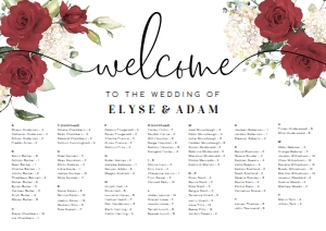DAR-RED-4-B2073 - DARCY FLORAL - RED - SEATING CHART - ALPHABETICAL - A1: DAR-RED-4-B2073 - DARCY FLORAL - RED - SEATING CHART - ALPHABETICAL