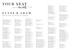 LEY-WHT-4-B2074 - LEYTON SCRIPT - WHITE - SEATING CHART - ALPHABETICAL - LANDSCAPE - A1: LEY-WHT-4-B2074 - LEYTON SCRIPT - WHITE - SEATING CHART - ALPHABETICAL