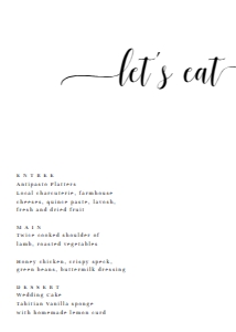 LEY-WHT-12-B2078 - LEYTON - WHITE - MENU - 5" x 7": LEY-WHT-12-B2078 - LEYTON - WHITE - MENU
