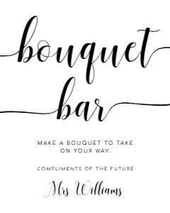 LEY-WHT-7-B2080 - LEYTON - WHITE - BOUQUET BAR SIGN - PORTRAIT - 8" x 10": LEY-WHT-7-B2080 - LEYTON - WHITE - BOUQUET BAR SIGN