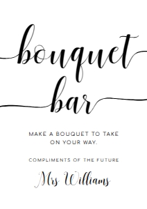 LEY-WHT-7-B2080 - LEYTON - WHITE - BOUQUET BAR SIGN - PORTRAIT - A4: LEY-WHT-7-B2080 - LEYTON - WHITE - BOUQUET BAR SIGN