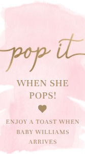 WAT-PNK-6-B2081 - WATERCOLOUR PINK - GOLD - POP IT TAG - 5cm x 9cm: WAT-PNK-6-B2081 - WATERCOLOUR PINK - GOLD - POP IT TAG