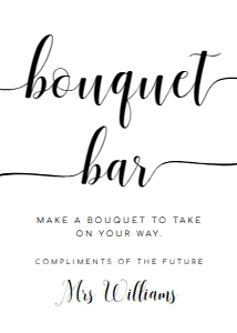 LEY-WHT-7-B2080 - LEYTON - WHITE - BOUQUET BAR SIGN - PORTRAIT - 5" x 7": LEY-WHT-7-B2080 - LEYTON - WHITE - BOUQUET BAR SIGN