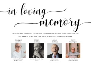 LEY-WHT-7-B1973 - LEYTON SCRIPT - WHITE - IN LOVING MEMORY PHOTO SIGN - LANDSCAPE - A5: LEY-WHT-7-B1973 - LEYTON SCRIPT - WHITE - IN LOVING MEMORY PHOTO SIGN